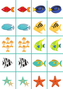 memorki, obrazki z różnego gatunku rybami i koralami