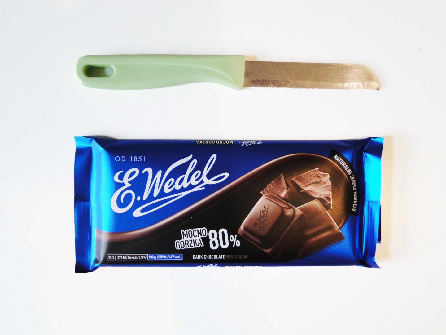 nóż i czekolada - jedyne, co trzeba do przeprowadzenia eksperymentu
