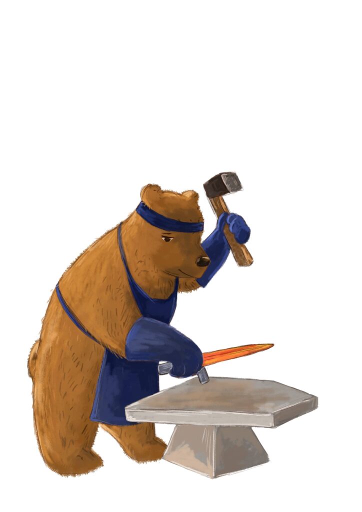 bajka podróż w czasie - miś ilustracja miś kowal