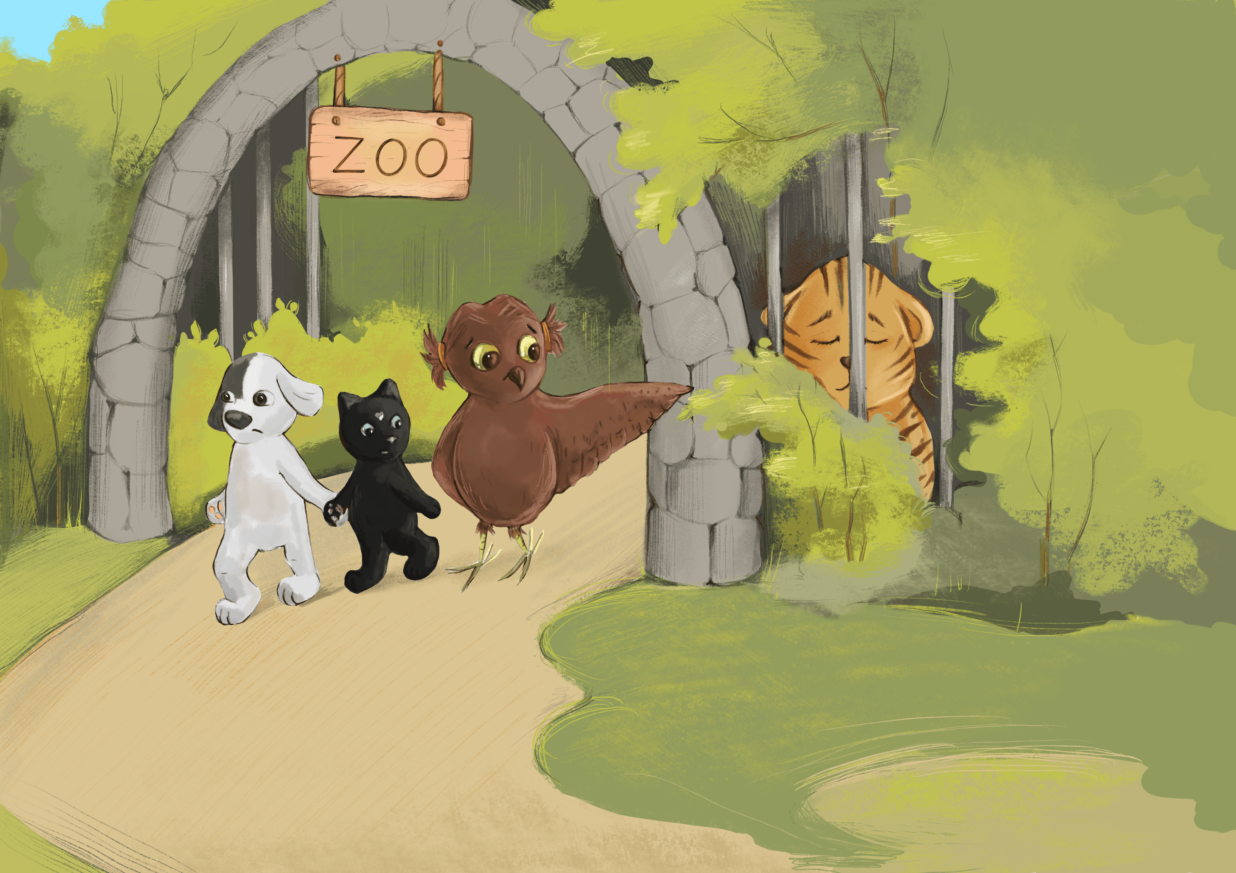 Tola, Pola ii Urwis wchodzą do zoo