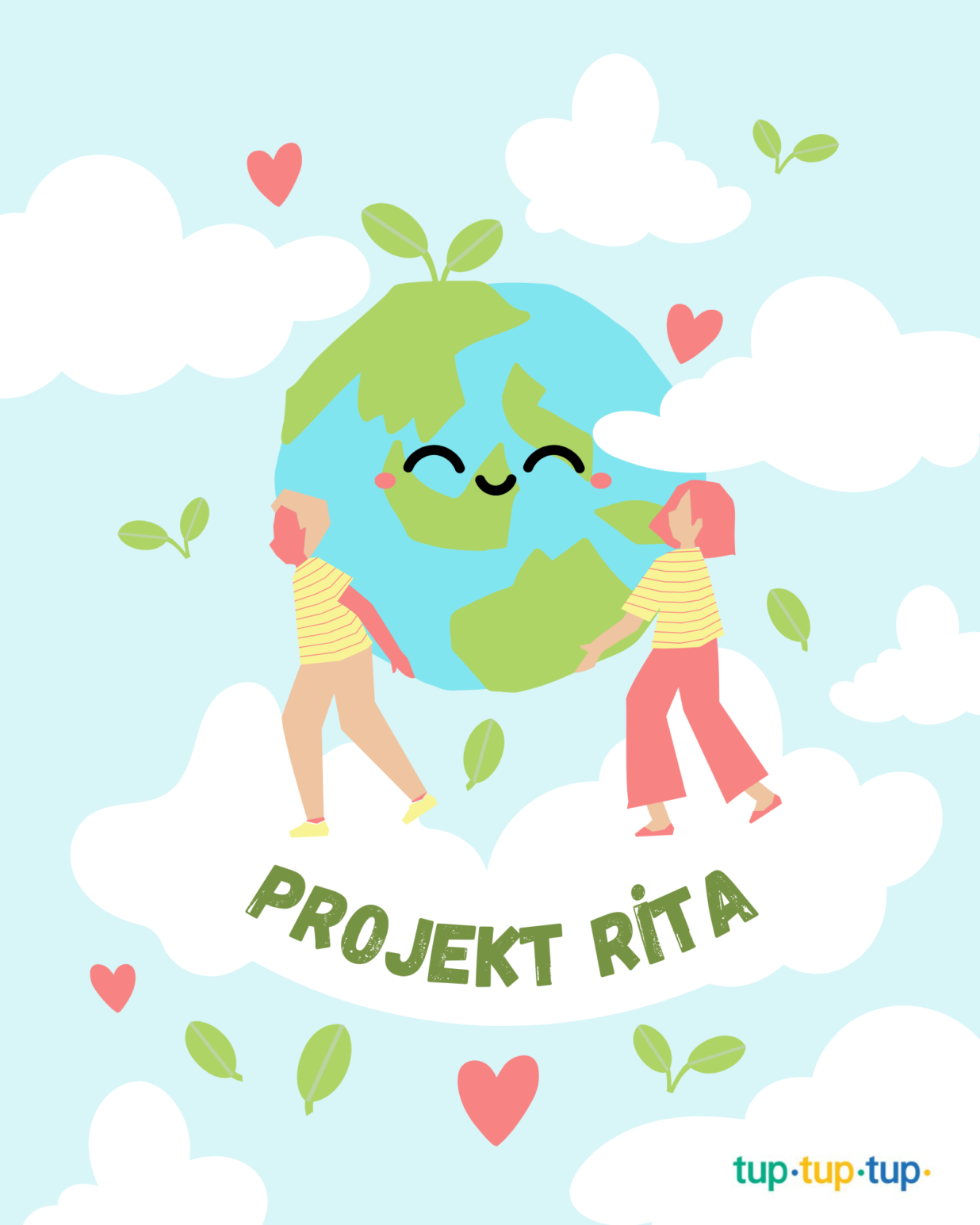 Blue Green Cute Illustration Save Our Planet Earth Poster